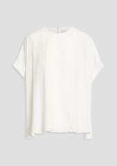 Halston - Mia draped crepe de chine blouse - White - US 14