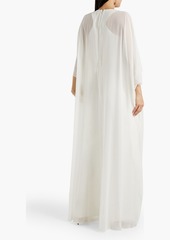 Halston - Nyla layered stretch-crepe and chiffon jumpsuit - White - US 4