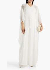 Halston - Nyla layered stretch-crepe and chiffon jumpsuit - White - US 4