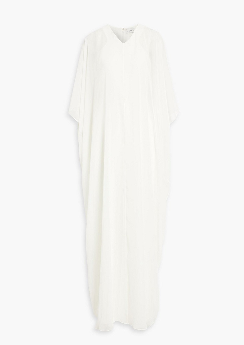 Halston - Nyla layered stretch-crepe and chiffon jumpsuit - White - US 4