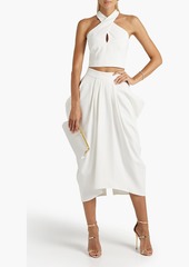 Halston - Rina cropped stretch-crepe top - White - US 10