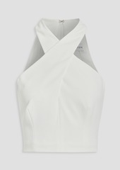 Halston - Rina cropped stretch-crepe top - White - US 10