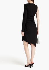 Halston - Skyler one-sleeve asymmetric crepe midi dress - Black - XS