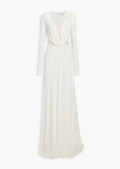 Halston - Sofia twist-front crystal-embellished jersey gown - White - US 10