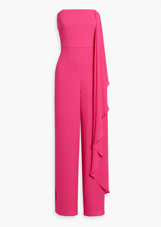 Halston - Strapless draped crepe wide-leg jumpsuit - Pink - US 6