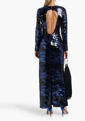 Halston - Whitney cutout sequined tulle gown - Blue - US 0