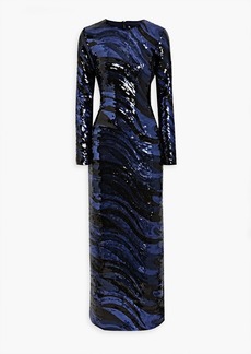 Halston - Whitney cutout sequined tulle gown - Blue - US 8