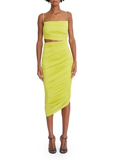 HALSTON Averie Ruched Jersey Cocktail Dress in Sulfur at Nordstrom