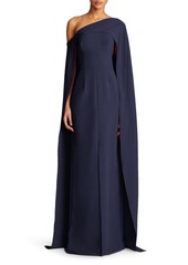 HALSTON Elycia Capelet Stretch Crepe Gown