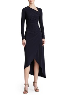 HALSTON EVENING Giorgia Long Sleeve Jersey Cocktail Dress in Ink at Nordstrom