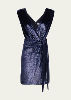 Halston Lennox Sleeveless Shimmer Velvet Mini Dress
