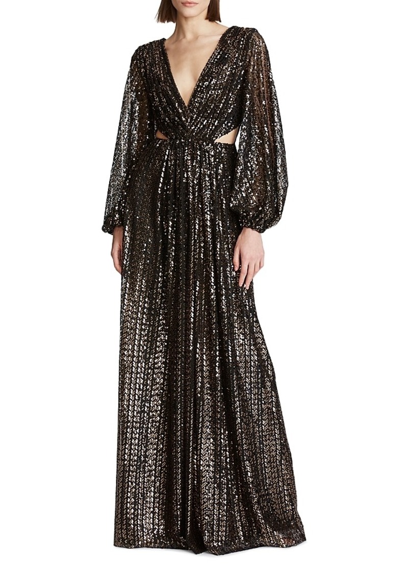 Halston Madelyn Sequin Side Cutout Gown