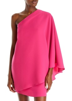 Halston Melina One Shoulder Cape Sleeve Mini Dress