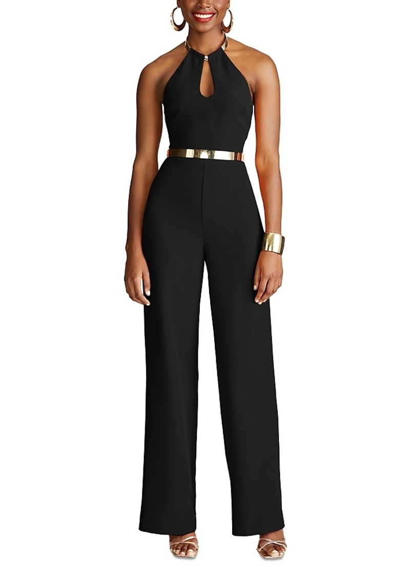 Halston Oki Metallic Trim Jumpsuit