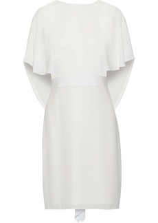 Halston - Cape-effect washed crepe mini dress - White - US 2