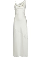 Halston Woman Fluted Draped Satin Gown Off-white
