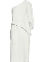 Halston Woman Lois One-shoulder Draped Stretch-crepe Dress Ivory