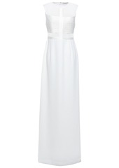 Halston Heritage Woman Paneled Mesh And Satin-crepe Gown Ivory