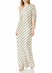 HALSTON Women's Asymmetric Stripe Gown