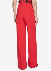 Halston Women's Easy Mid-Rise Pull-On Wide-Leg Pants - Red