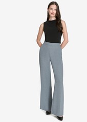 Halston Women's Elastic-Back Mid-Rise Wide-Leg Pants - Grey