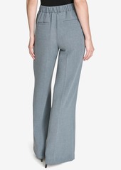 Halston Women's Elastic-Back Mid-Rise Wide-Leg Pants - Grey