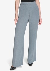 Halston Women's Elastic-Back Mid-Rise Wide-Leg Pants - Grey