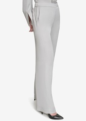 Halston Women's Elastic-Back Mid-Rise Wide-Leg Pants - Silver