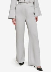 Halston Women's Elastic-Back Mid-Rise Wide-Leg Pants - Silver