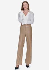 Halston Women's Faux-Leather Straight-Leg Pants - Camel