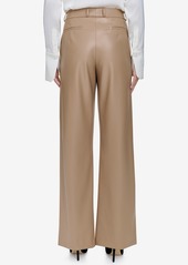 Halston Women's Faux-Leather Straight-Leg Pants - Camel