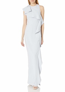 HALSTON Women's Flounce Crepe Gown