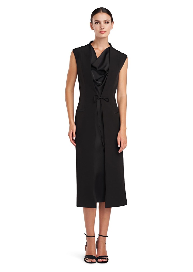 HALSTON Women's Jacklyn Dress in Crepe & Satin