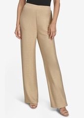 Halston Women's Metallic-Knit Pull-On Pants - Gold