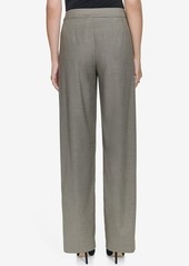 Halston Women's Mid-Rise Straight-Leg Pants - Blk/camel