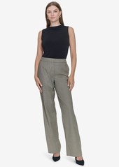 Halston Women's Mid-Rise Straight-Leg Pants - Blk/camel