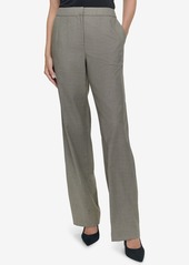 Halston Women's Mid-Rise Straight-Leg Pants - Blk/camel