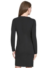 Halston Women's Patch-Pocket Long-Sleeve Knit Dress - Black