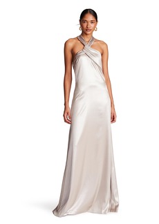 HALSTON Women's Raelynn Gown in Metallic Crepe