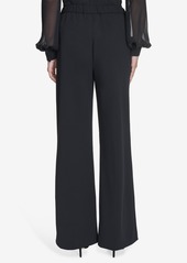 Halston Women's Rhinestone-Waistband Wide-Leg Pants - Black