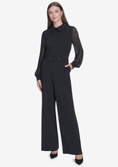 Halston Women's Rhinestone-Waistband Wide-Leg Pants - Black