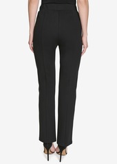 Halston Women's Split-Hem Mid-Rise Slim-Leg Pants - Black