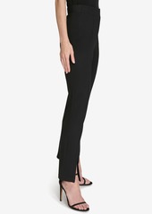 Halston Women's Split-Hem Mid-Rise Slim-Leg Pants - Black