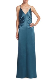 Halston Heritage Ruched-Side Column Evening Gown
