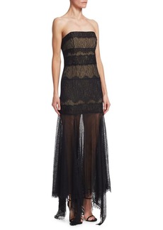 Halston Heritage Strapless Lace Gown