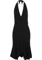 Halston Heritage Woman Bead-embellished Stretch-crepe Halterneck Dress Black