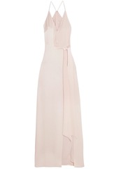 Halston Heritage Woman Wrap-effect Satin-crepe Gown Pastel Pink