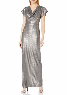 Halston Heritage Women's A-Line Cowl Sequined Gown