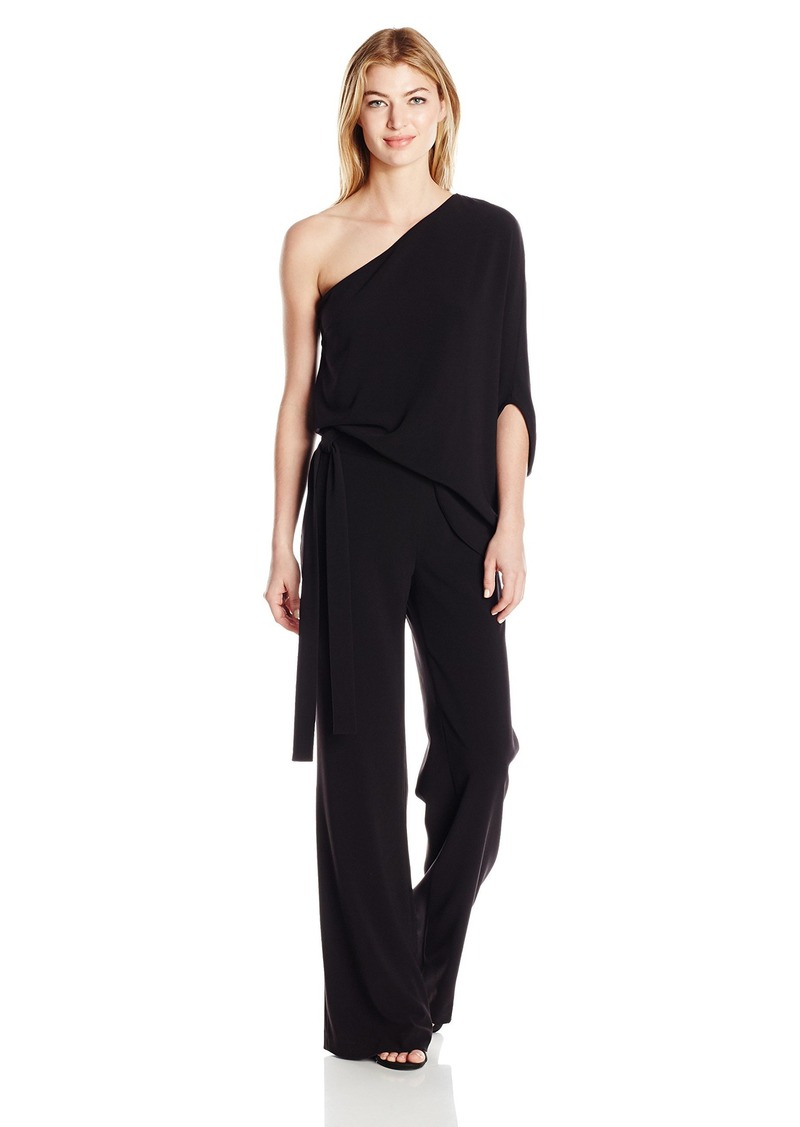 halston heritage asymmetrical wide leg jumpsuit