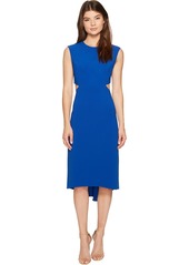 Halston Heritage Women's Cap Sleeve Round Neck Dress with Back Cut Out